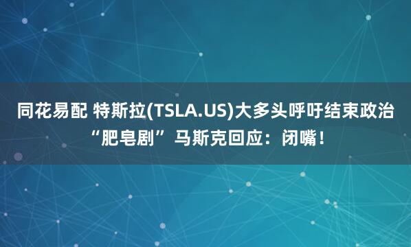 同花易配 特斯拉(TSLA.US)大多头呼吁结束政治“肥皂剧” 马斯克回应：闭嘴！